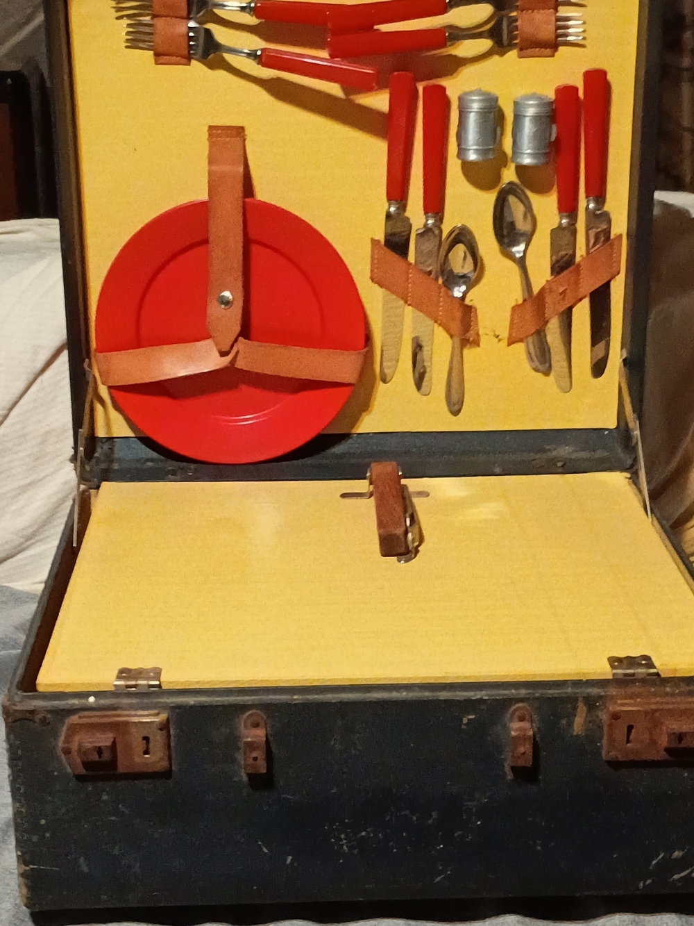 Red Picnic Cutlery and Plate Set Organizer
